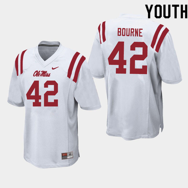 Truett Bourne Ole Miss Rebels NCAA Youth White #42 Stitched Limited College Football Jersey LNH1058NT